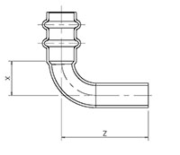 ACR FTG X P 90 ELBOW LINE DRAWING